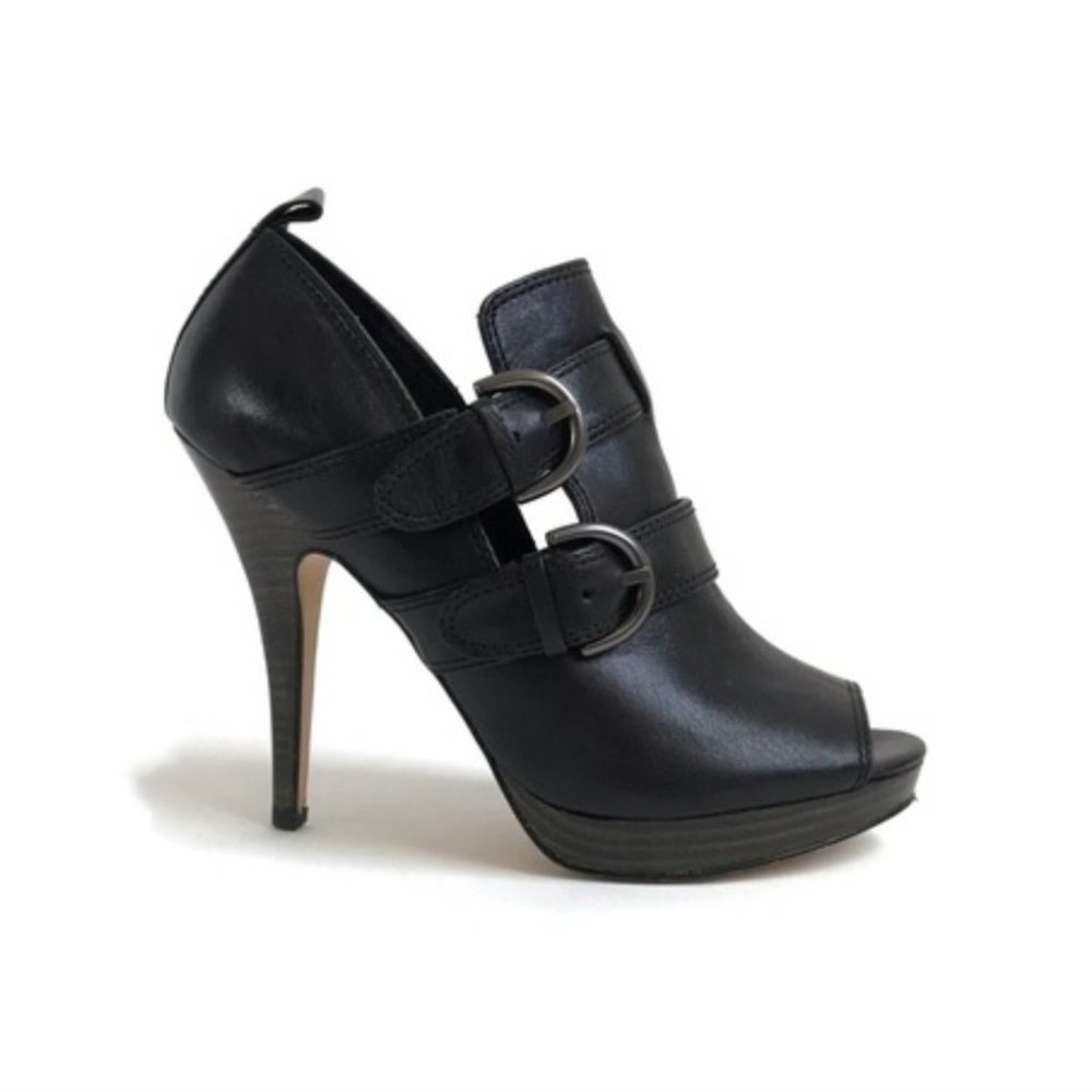 Coach Alexia Platform Peep Toe Booties in Black